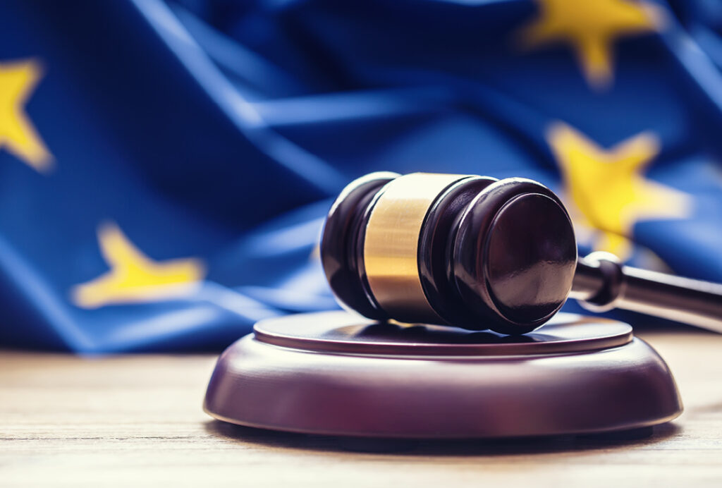 Gavel and EU flag