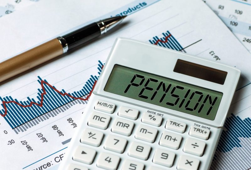 Pension written on a calculator