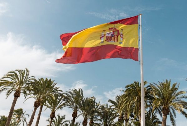 Spanish flag and palm trees